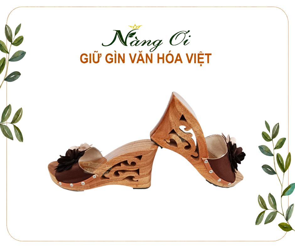guốc mộc cao 10cm làm từ gỗ xoan vươn an toàn chho người sử dụng